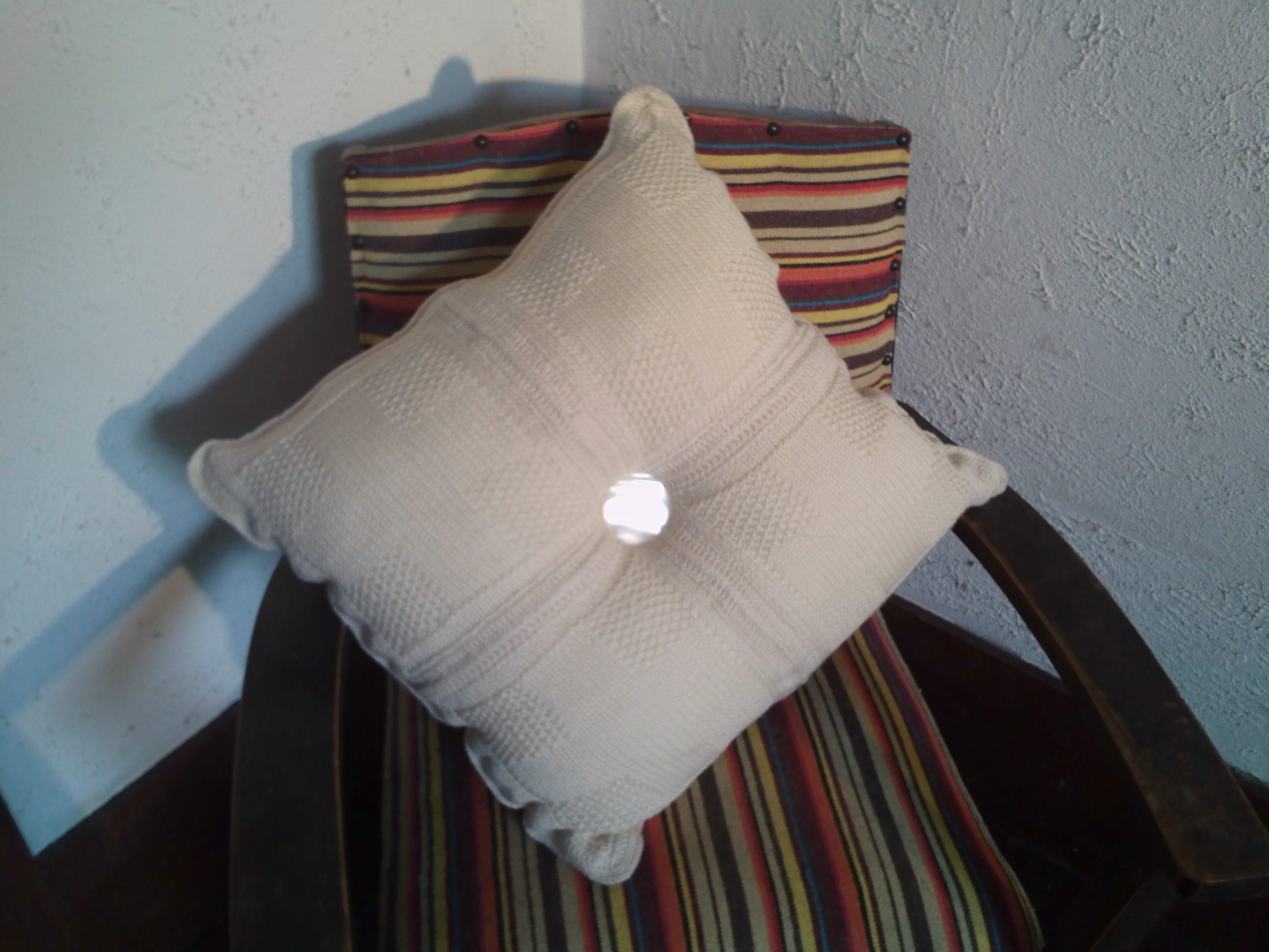 Cream button-jar cushion (sold)