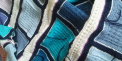 A. Stripes and squares in blue